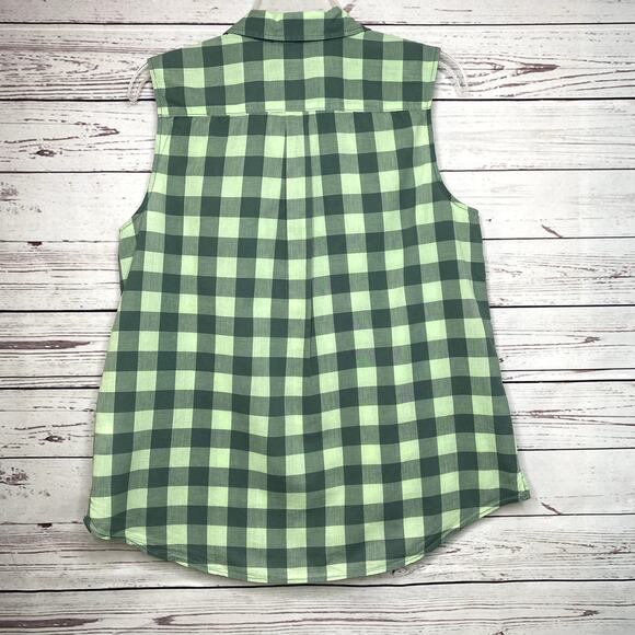 H&M L.O.G.G. Plaid Sleveless Button Up Top, Sz 12 - Picture 2 of 6